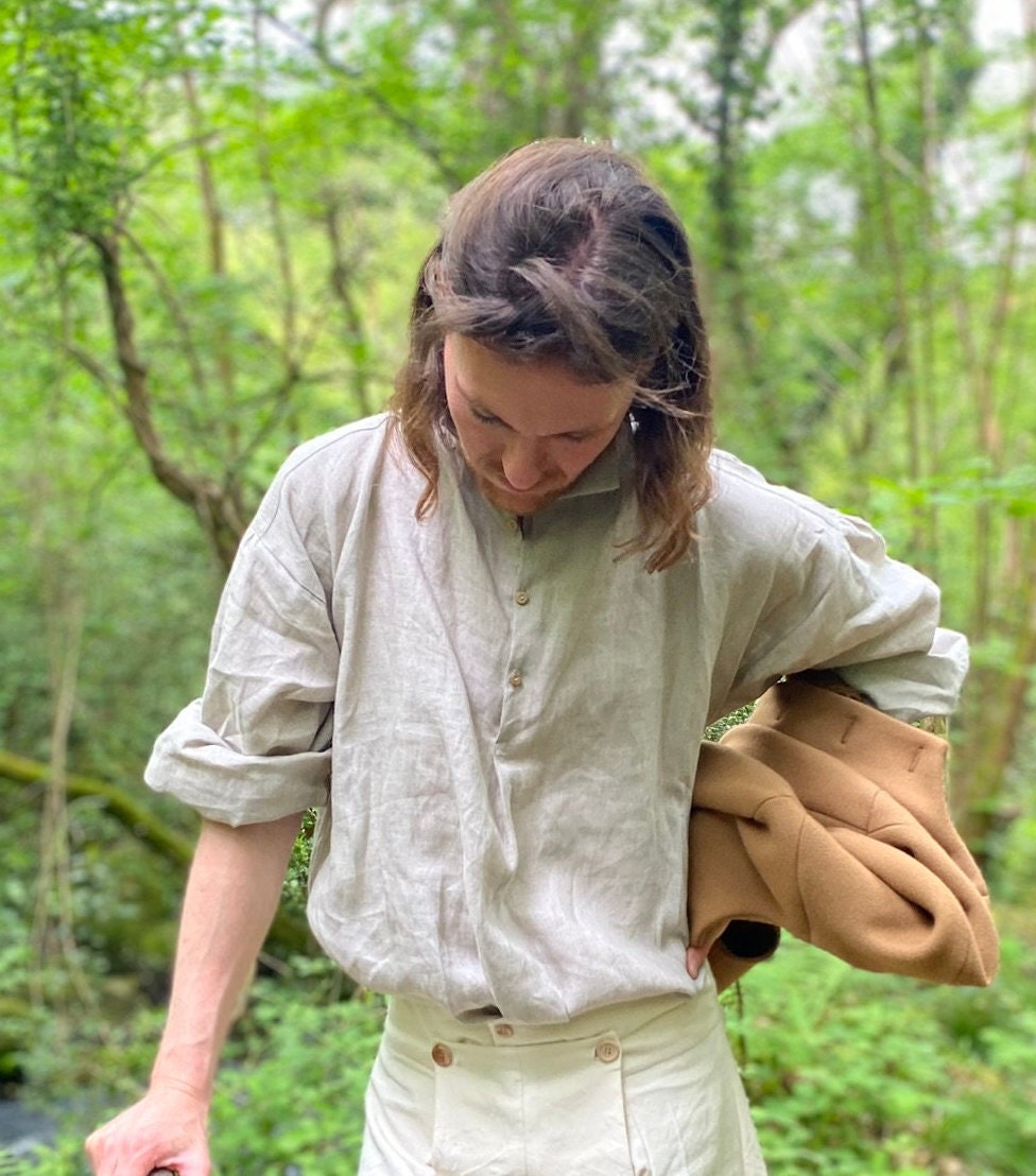 Men's Shirt in Natural Linen, C18th Style - Etsy UK