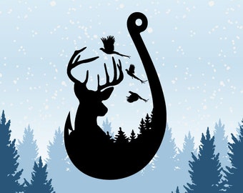 Fasan, Reh und Haken für Cricut und Silhouette, Jagd, Angeln, Printable, Cut Files, Digital File.