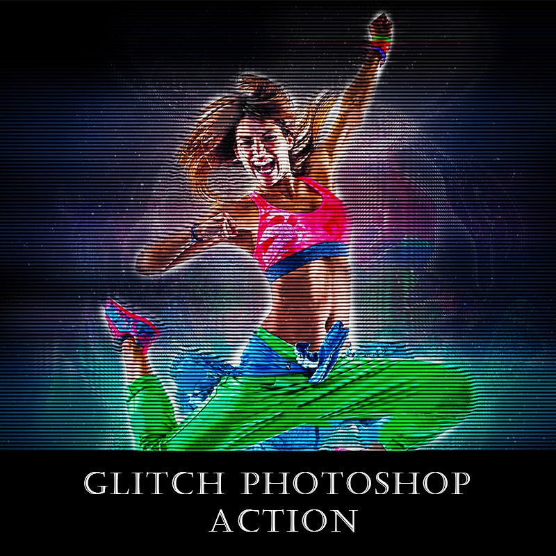 Retro Glitch Photo Effect, Actions and Presets Including: photo