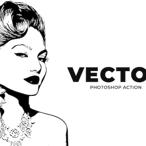 Acción de Photoshop vectorial / Retoque fotográfico negro / Foto de dibujos animados / Efecto fotográfico oscuro / Escala de grises / Acción profesional de Photoshop vectorial