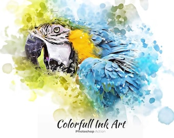 Colorful Ink Art Photoshop Action: Watercolor Effect (ANT/PAT/ABR File)