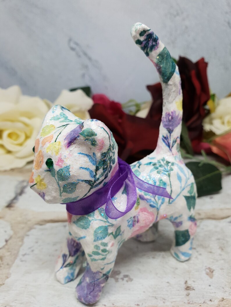 Decoupage Cat Ring Display Cat Ring Holder Cat Jewellery Etsy UK