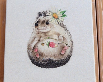Hedgehog Picture, Decoupage Hedgehog Art, Hedgehog Wall Hanging, Napkin Art, Hedgehog Lovers Gift