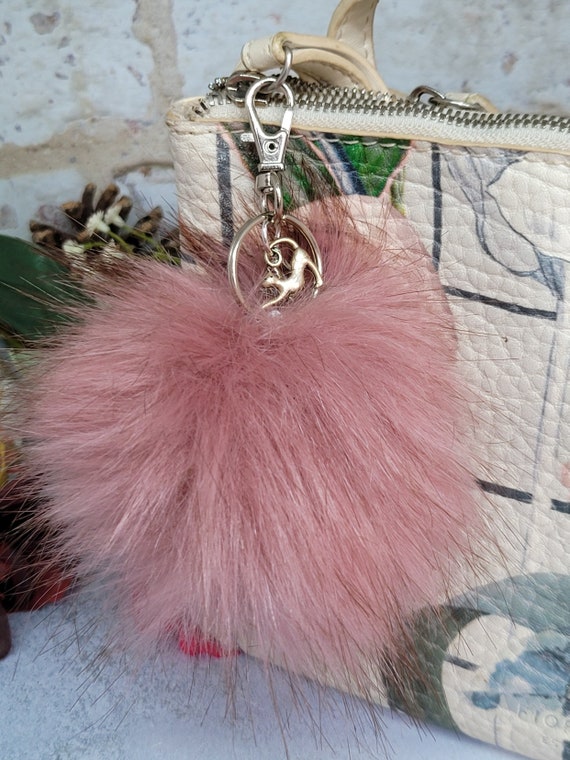 Fluffy Cat Charm Key Ring Pom Pom Charm Key Ring Furry Cat Charm