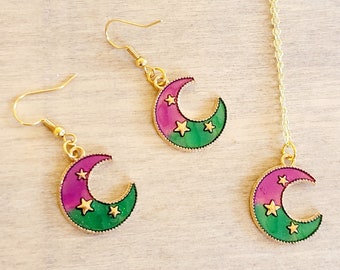 Celestial Jewellery Set, Two piece Moon Crescent Jewellery Set, Mooon Crescent Jewellery Set