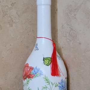 Recycled Bottle Dispenser, Decoupage Bottle Dispenser, Glass Dispenser, Bottle Crafts image 7