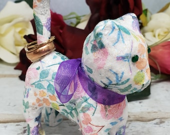 Decoupage Floral Cat Ring Holder| Jewellery Display| Feline themed Ring Tidy