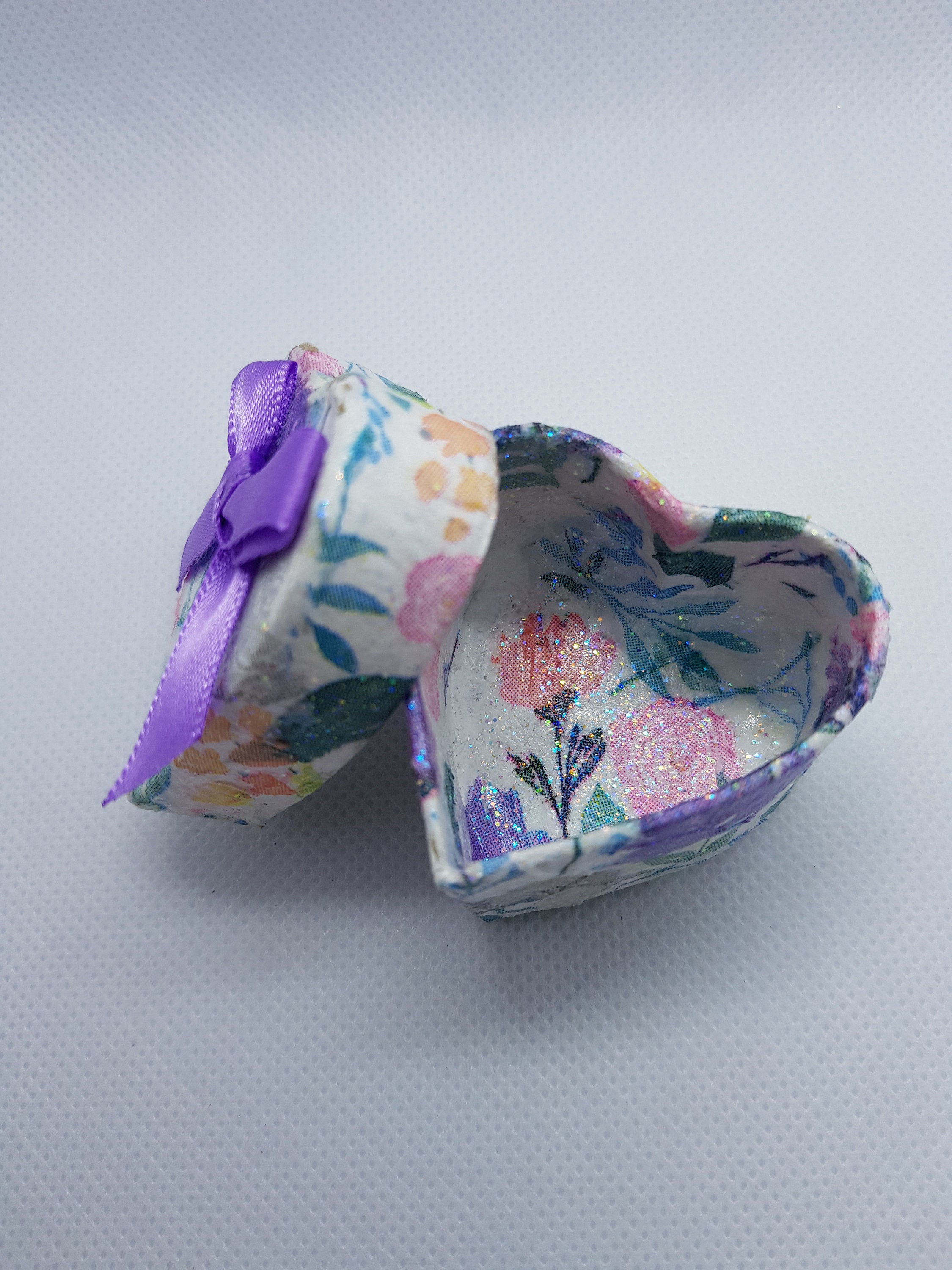 Trinket Box Miniature Heart Decoupage Heart Shaped Trinket Etsy