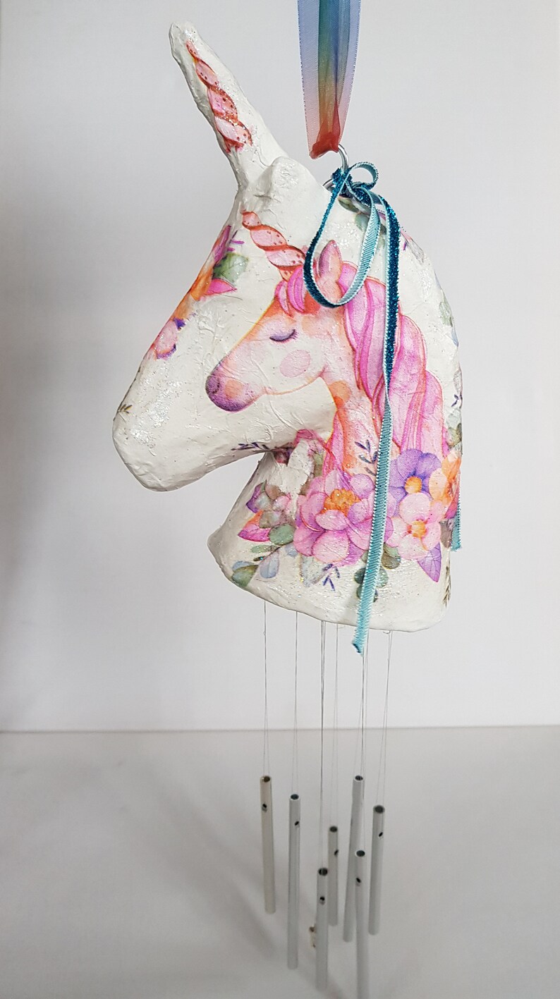 Unicorn Wind Chime Handmade Decoupage Etsy