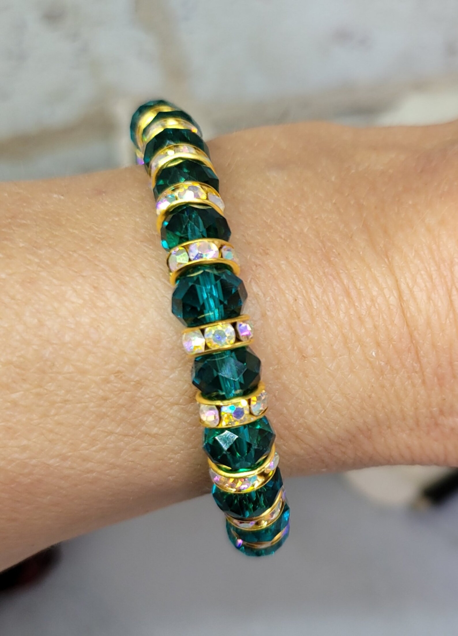 Teak Bracelet with Gold Dots