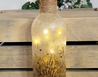 Decoupage Hedgehog Bottle Lamp, Hedgehog Bottle Light, Hedgehog themed Lamp, Light up Hedgehog Decor