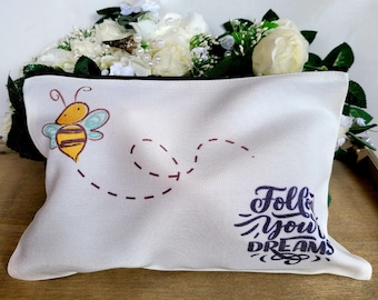 Bee Make Up Bag, Follow your Dreams Make up Bag, Bee Cosmetics Bag