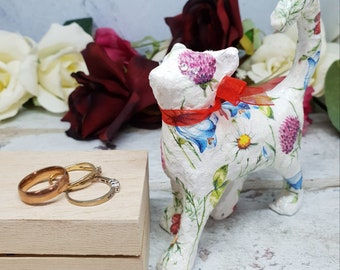 Decoupage Floral Cat Ring Holder| Jewellery display| Feline gift