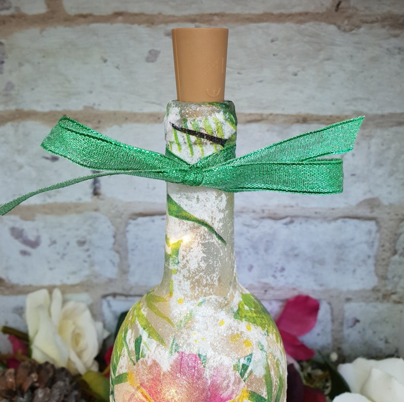 Hummingbird Bottle Lamp Decoupage Bottle Light Wine Bottle Etsy UK