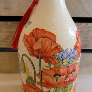 Recycled Bottle Dispenser, Decoupage Bottle Dispenser, Glass Dispenser, Bottle Crafts image 2