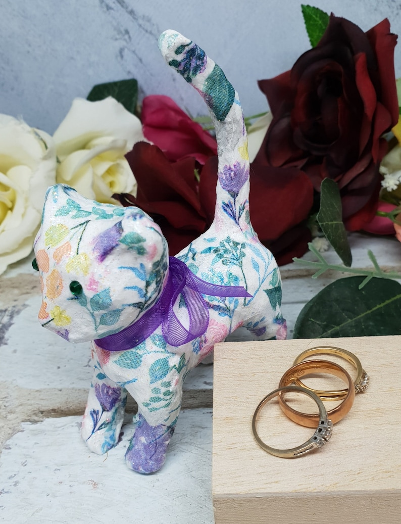 Decoupage Cat Ring Display Cat Ring Holder Cat Jewellery Etsy UK
