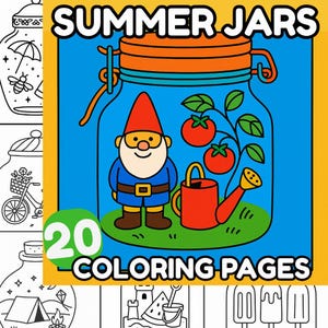 Summer Coloring Pages Jar Printable Adult Coloring Pages, Bold and Easy Summer Coloring Sheets Summer Fun Coloring Bundle