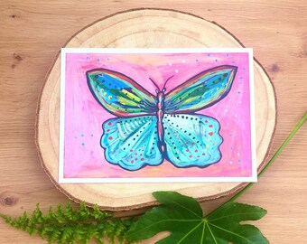 Butterfly art print - pink butterfly - colorful butterfly wall art - nursery decor ideas - butterfly lover gift - maximalist nature art