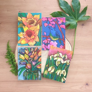 Frühlings Postkarten Bundle-Set - Pflanzen Geschenkset - Kunst in Postkartengröße perfekt für Pinnwände