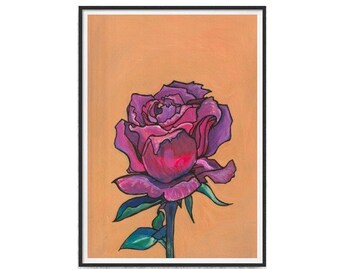 Royal William Rose print- a bold, botanical print by Plant Based Paintings A5 A4 A3