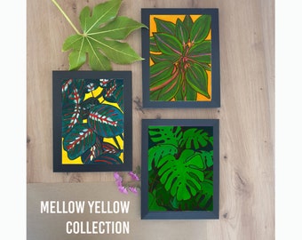 Houseplant art prints set - 3 piece wall art - Gift for plant lover, perfect plant dad or plant mom present - gallery wall glow up