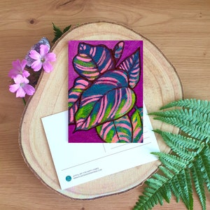 Lila Blatt Postkarte A6 - tropische Naturkarte - perfekt für Pflanzenliebhaber - Pflanzenliebhaber - send a hug