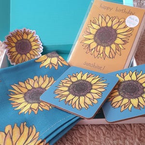 Sunflower lover gift box - Handmade floral art - farmhouse kitchen decor - uplifting treat for nature lover - winter sun - letterbox present