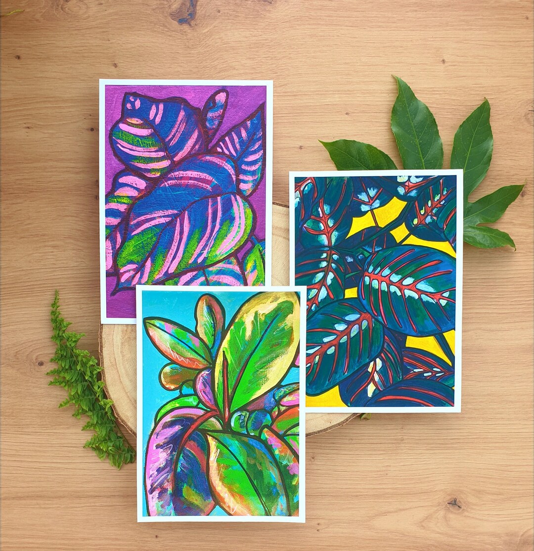 Tropical Leaf Art Print Set of 3 - Colourful Maximalist Wall Decor - Etsy