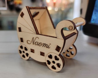 Bomboniera o soprammobile a forma di Passeggino - file digitale per taglio laser su legno da 3 o 4mm