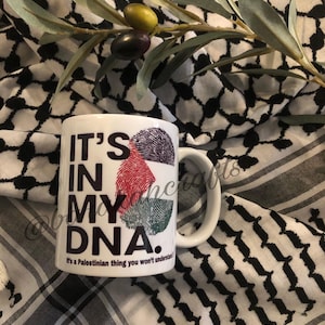 Palestine Customized Coffee Mug - Palestinian fingerprint it’s in my DNA Personalized Gift Mug