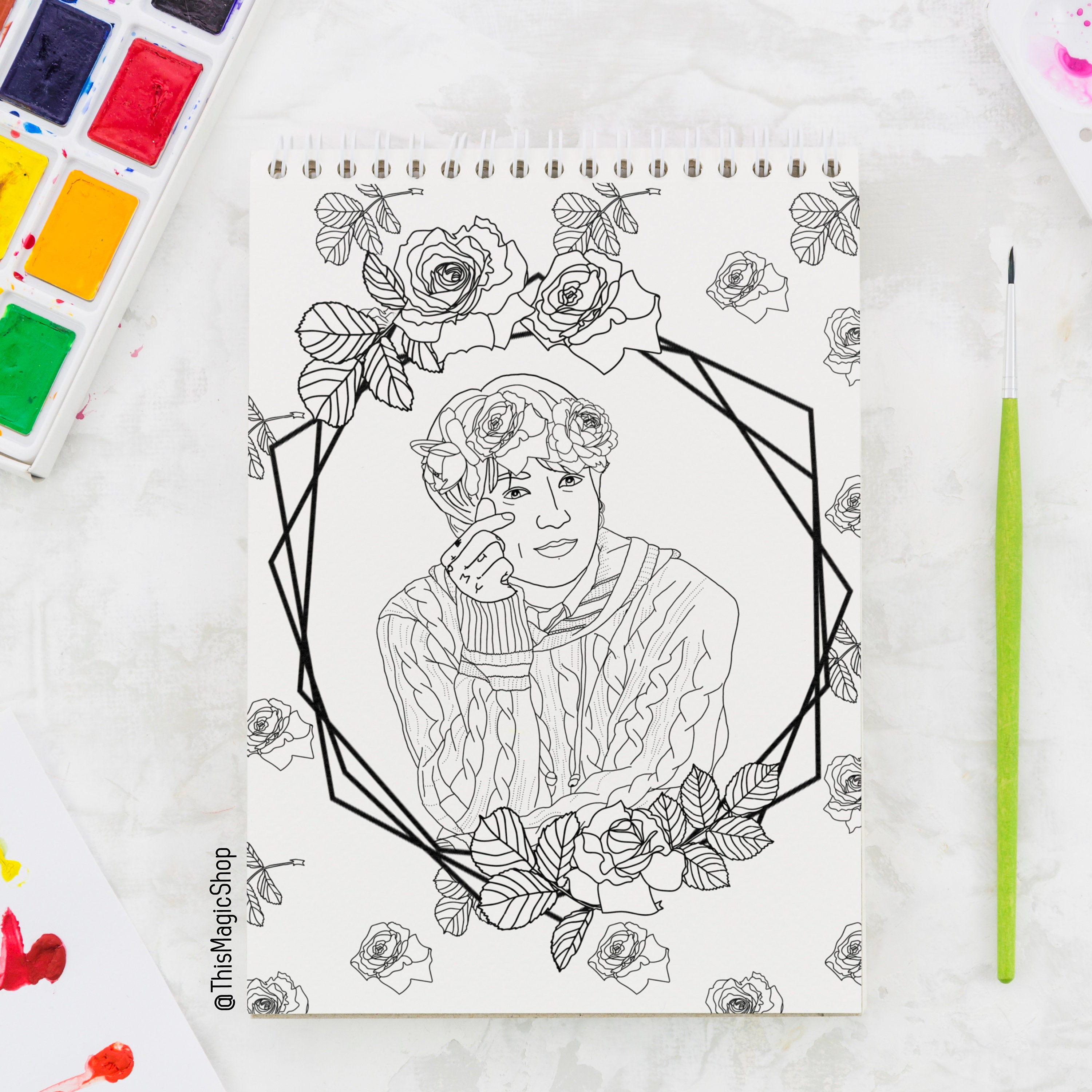 Bts Coloring Page Jungkook Colouring Paper Coloring Pages Etsy