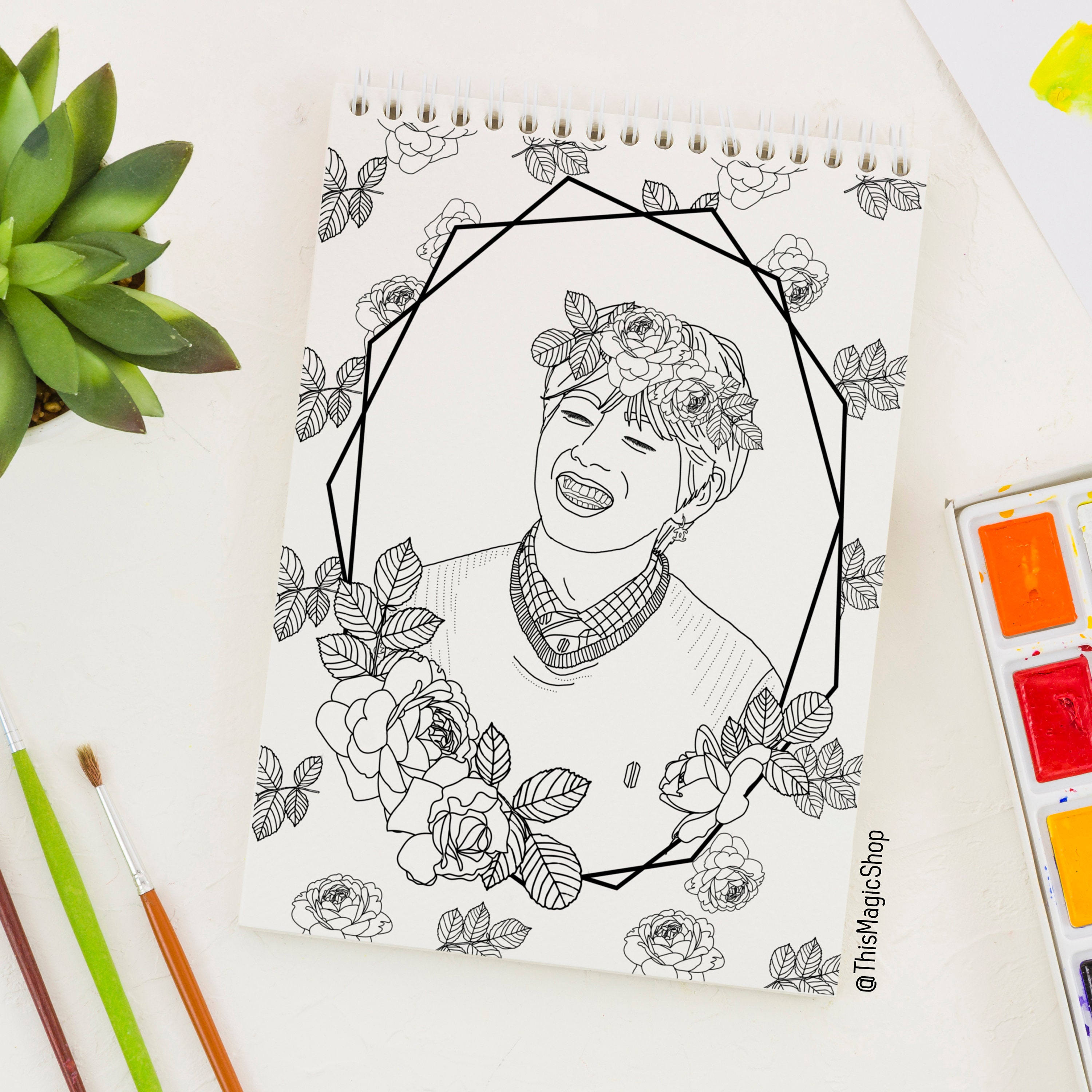 Bts Coloring Page V Colouring Paper Coloring Pages Printable Etsy