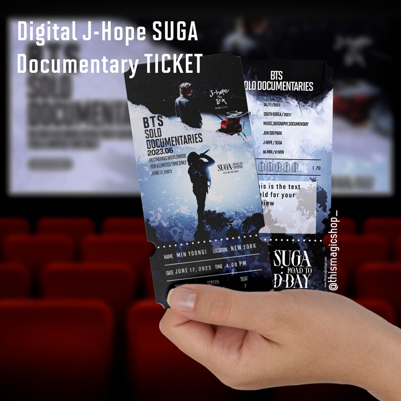 SUGA JHOPE Agust D Cinema Docu Tour TICKET Digital Editable Etsy