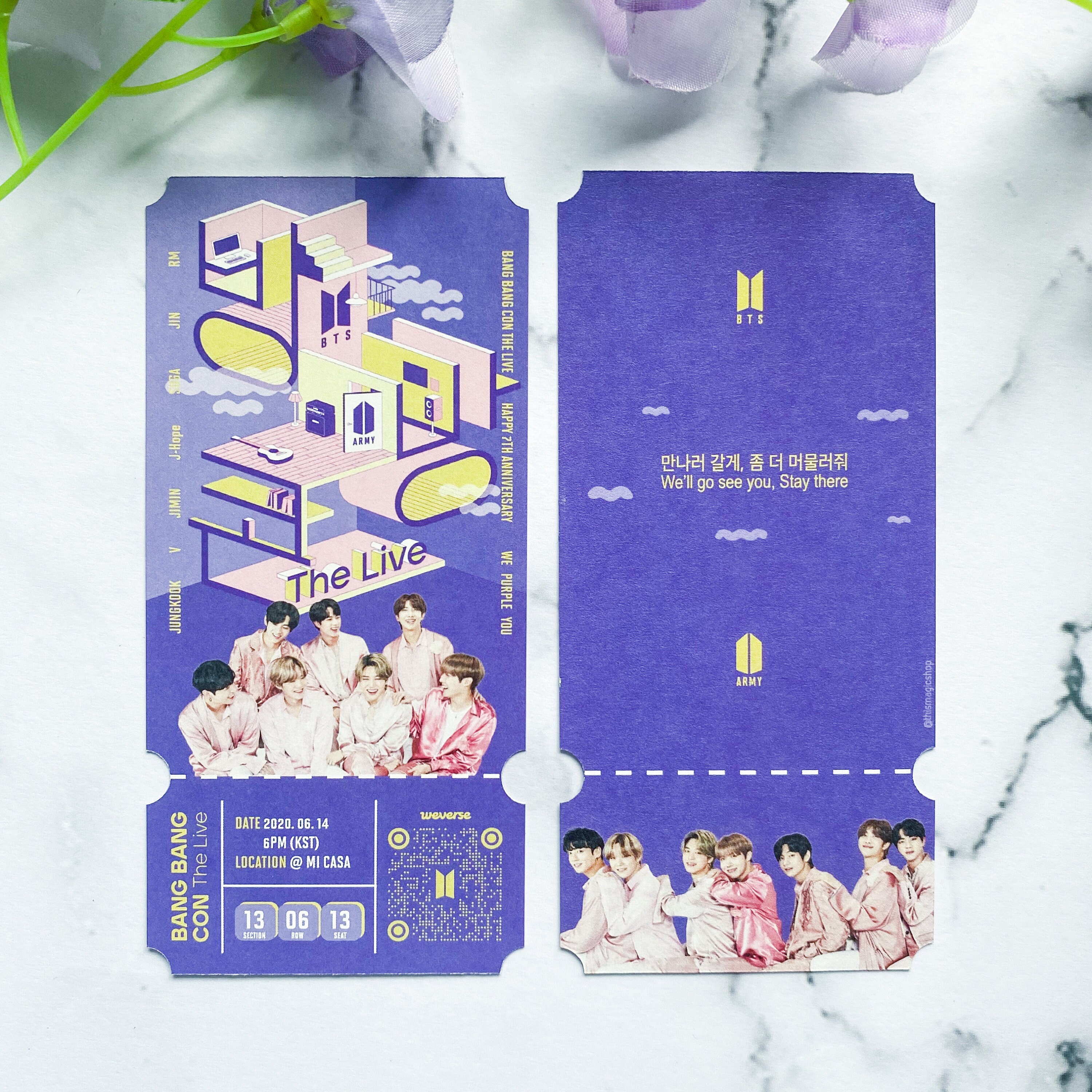 bts bangbangcon the live ticket commemorative ticket etsy