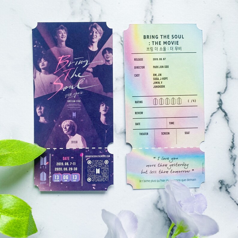 BTS MOVIE TICKET Bring the Soul Commemorative Movie new Etsy