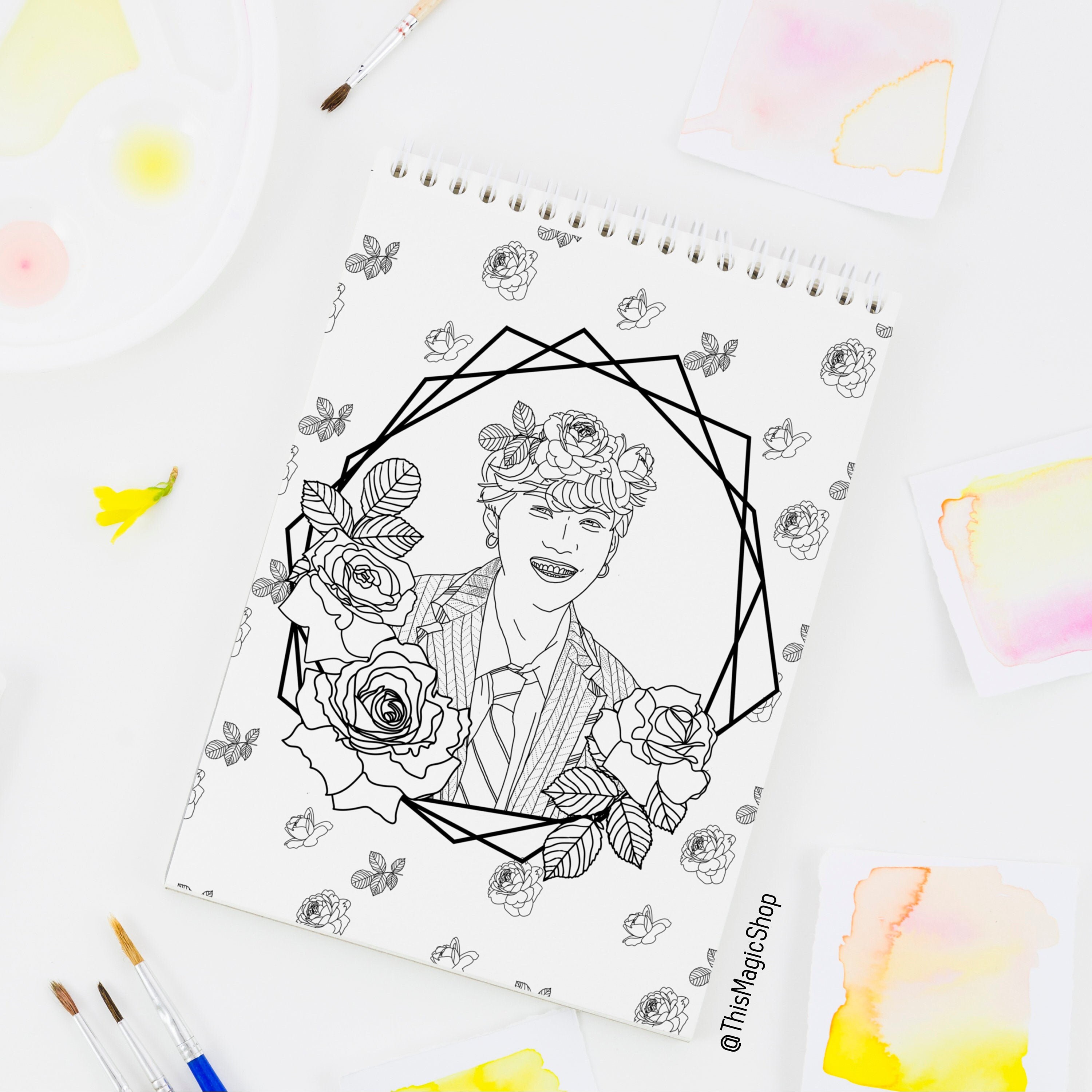 Download Bts Coloring Page Yoongi Colouring Paper Coloring Pages Etsy