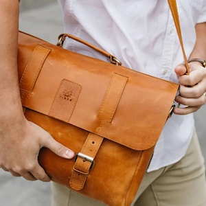 Segno Briefcase | leather briefcase handmade leather messenger bag leather satchel mens gift work travel bag laptop bag leather carry-on