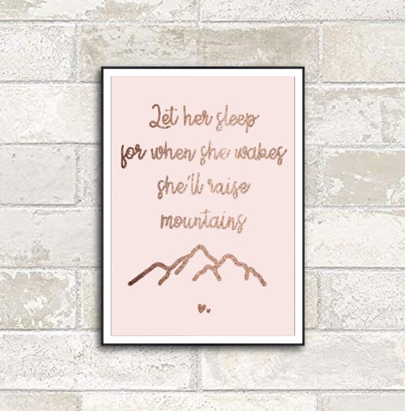 Rose Gold Let Her Sleep Quote Pink Girly Nursery Etsy