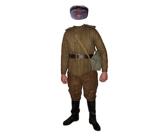Fufaika + pants Russian army WWII original costume Vintage Red Army Soviet warm Winter Uniform Men/'s Military set