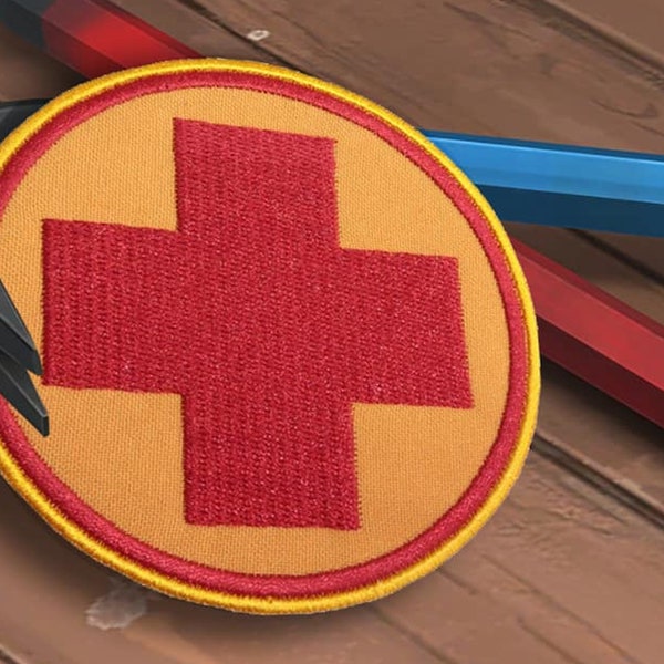 TF2 Iron-on Medic patch Team Red Sew-on embroidery Hook and loop gaming patch Team fortress Custom patch Halloween cosplay embroidered patch