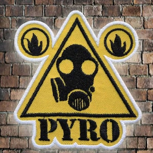 TF2 Sew-on Pyro patch, Team Fortress Velcro embroidery, Halloween cosplay patch, Pyro Hook and loop patch, Gaming gift pin