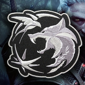 The Witcher Iron-on patch Wolf Amulet sticker Geralt embroidered patch Gaming gift sticker Witcher pin Hook and loop embroidery