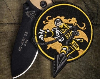 MK Scorpion Handmade patch Mortal Kombat Skorpion embroidery Hanzo Hasashi Iron-on patch Gaming gift Halloween Ghost Demon Ninja patch