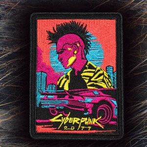 Cyberpunk 2077 sticker, Cyberpunk Velcro patch, Gaming Iron-on embroidery, Handmade Cyberpunk Hook and loop patch Handmade Sew-on gift patch
