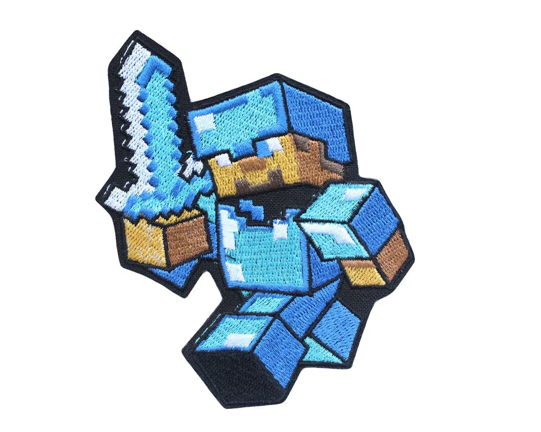 Minecraft Steve Patch Ironon Embroidered Minecraft Patch Diamond Armor