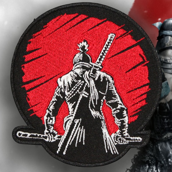 Sekiro embroidered patch Gaming embroidery Japan Samurai sticker Ronin Iron-on patch Sekiro: Shadows Die Twice sticker Wolf patch