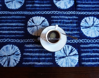 Hand Dyed Table Runner, Indigo Blue, Shibori Table Flag, Home Decor