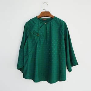 Vintage Chinese jacquard qipao-top met diagonale kraag