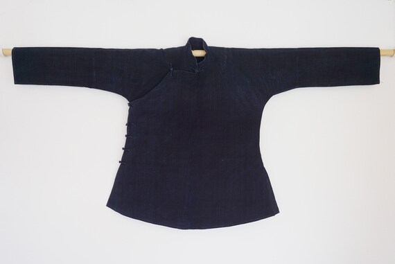 Indigo Dyed Cheongsam Top，Vintage Chinese Traditi… - image 1