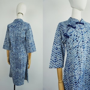 Shibori Qipao Dress,Nature Indigo,Hand Tie dyed Cheongsam